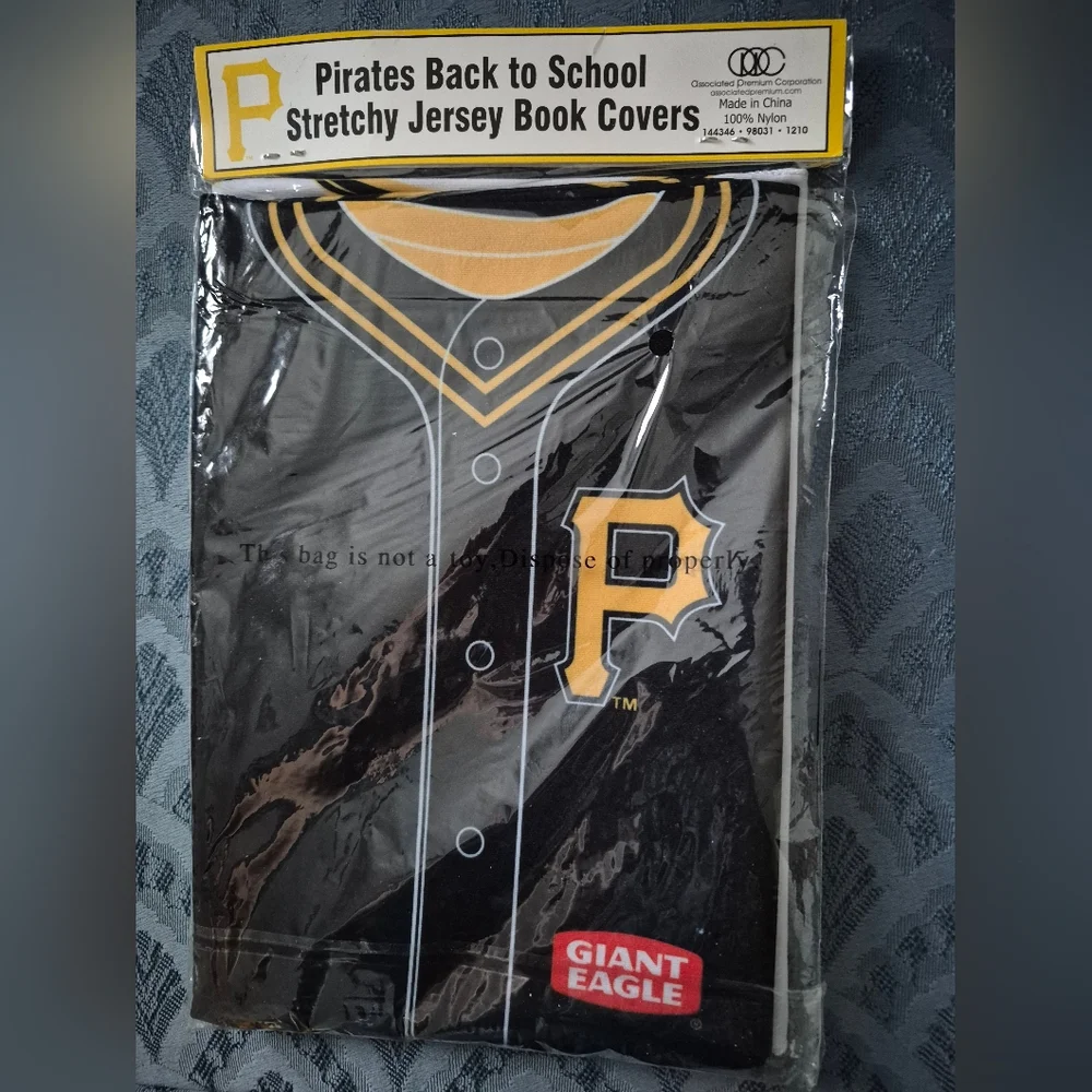 NEW RARE PITTSBURGH SGA PIRATES BACK-TO-SCHOOL STRETCHY JERSEY BOOK COVERS 2pcs